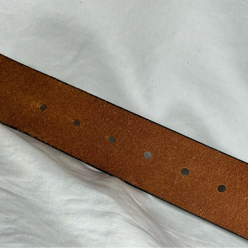 Western Style -Hand Stained Steerhide Leather - Brown Men's Belt - Size 34/36 - Picture 6 of 12